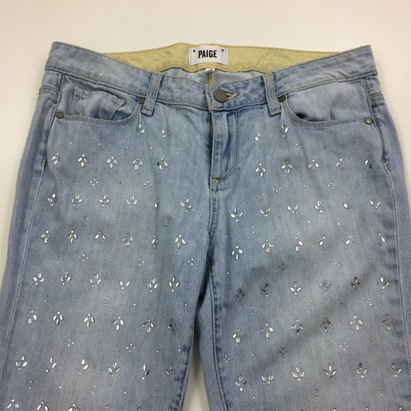 PAIGE Silver Rhinestone JIMMY JIMMY SKINNY Jeans - Picture 4 of 11
